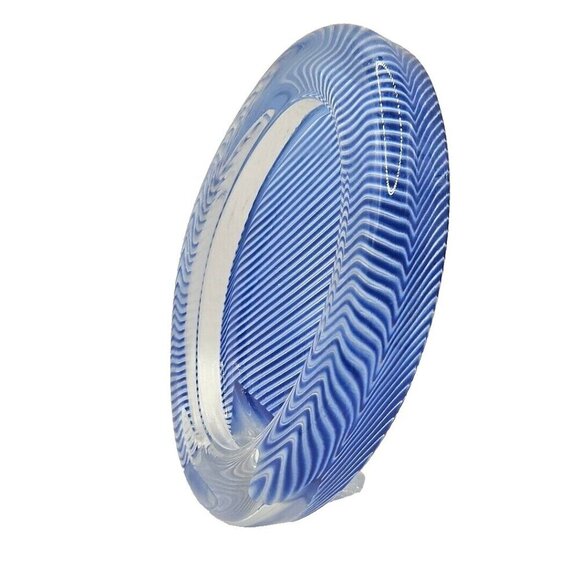 Mikasa Glass Oval Picture Frame Blue Wavy Stripes - Made in Japan - Vintage - Picture 3 of 11